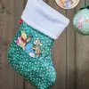 Chaussette de Noël Winnie vert et blanc H25cm-Gifi Discount