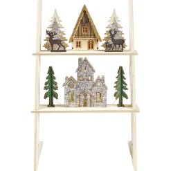 Échelle lumineuse décorative en bois avec village de Noël H31 cm-Gifi Online