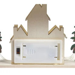 Échelle lumineuse décorative en bois avec village de Noël H31 cm-Gifi Online