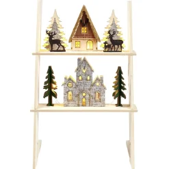 Échelle lumineuse décorative en bois avec village de Noël H31 cm-Gifi Online