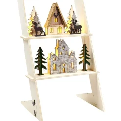Échelle lumineuse décorative en bois avec village de Noël H31 cm-Gifi Online