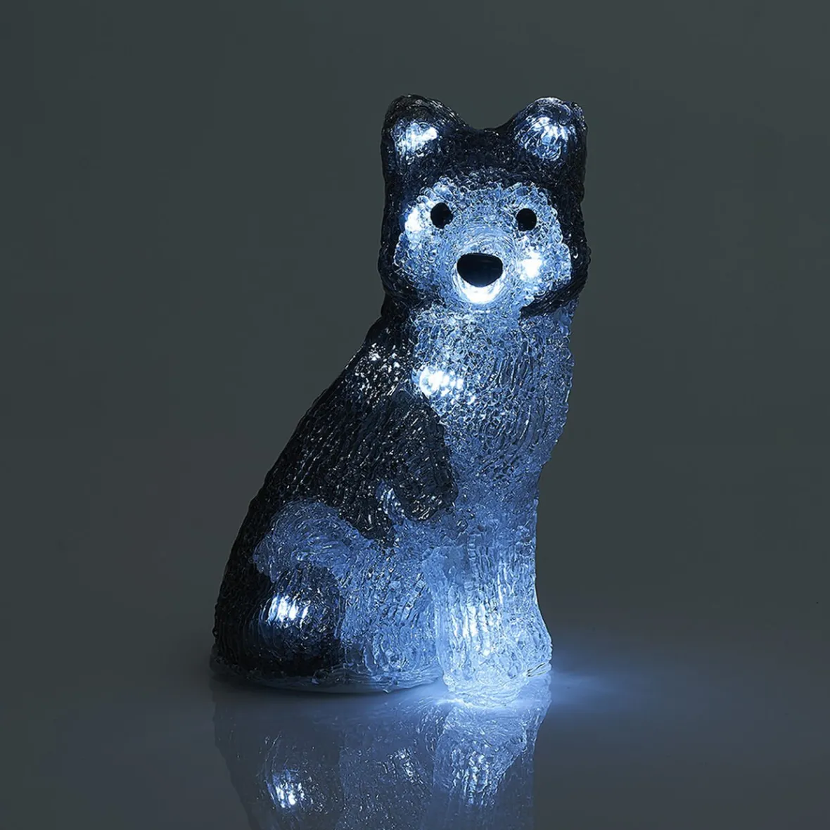 Chien husky assis lumineux 12 LED blanc froid H17 cm-Gifi Sale