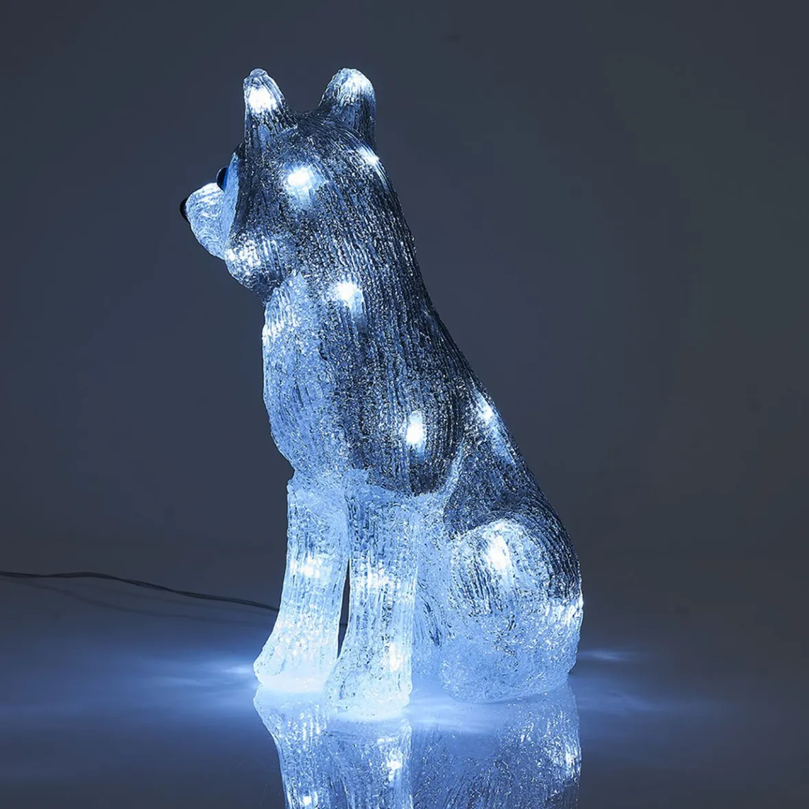 Chien Husky de Noël 30 LED blanc froid H30cm-Gifi Clearance