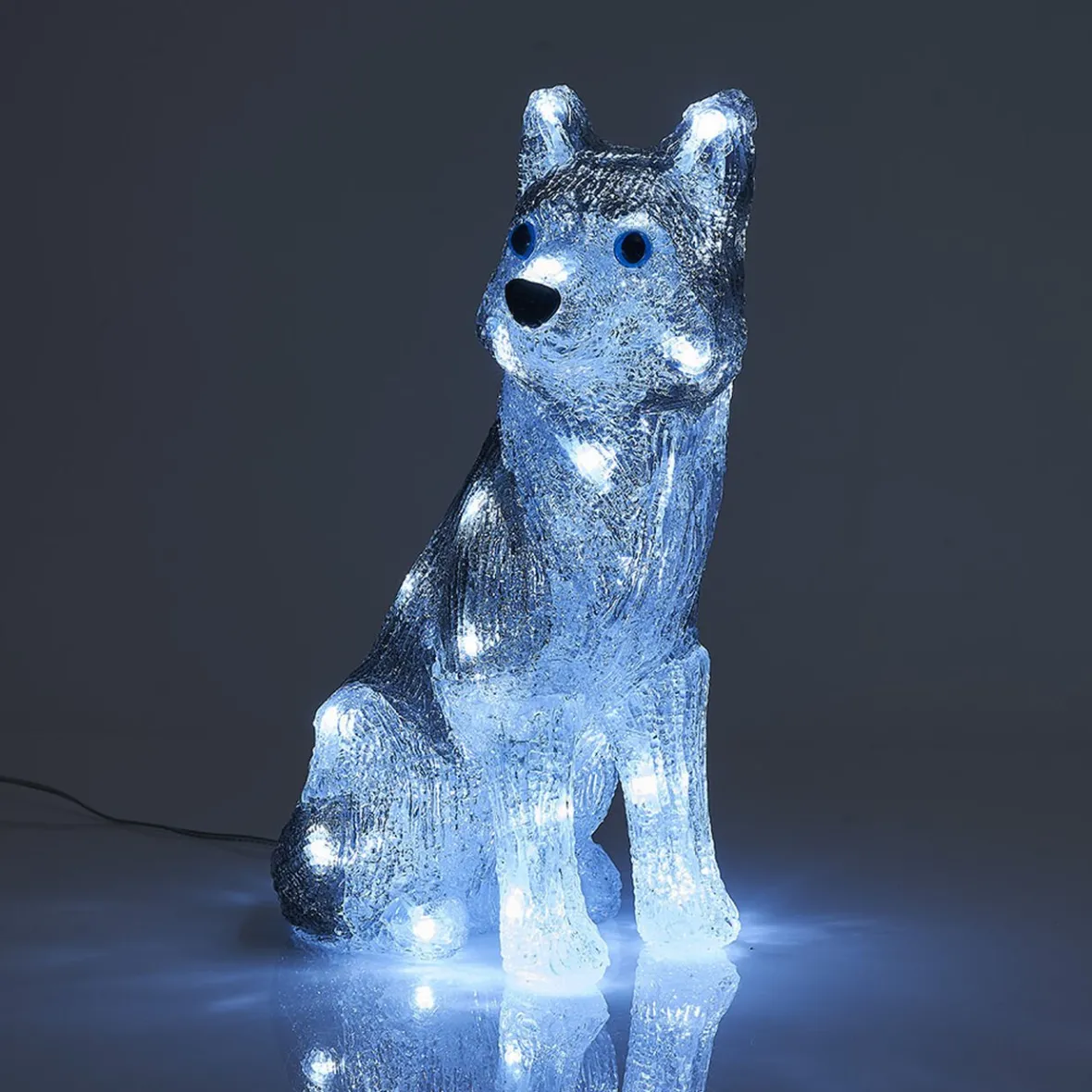 Chien Husky de Noël 30 LED blanc froid H30cm-Gifi Clearance