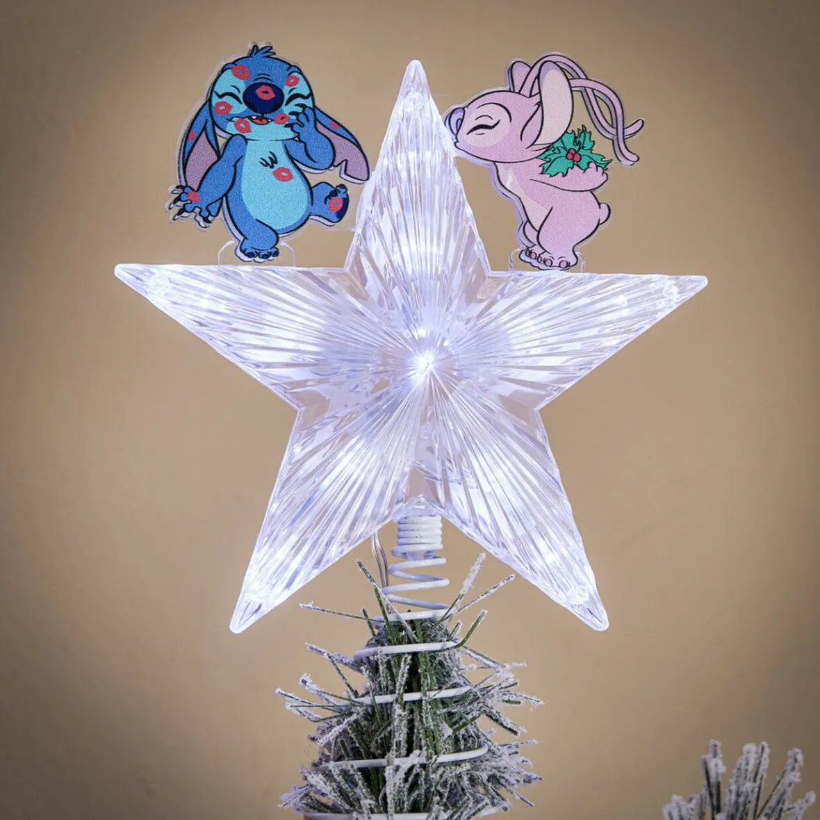 Cimier lumineux Disney Stitch étoile de sapin H24cm-Gifi New