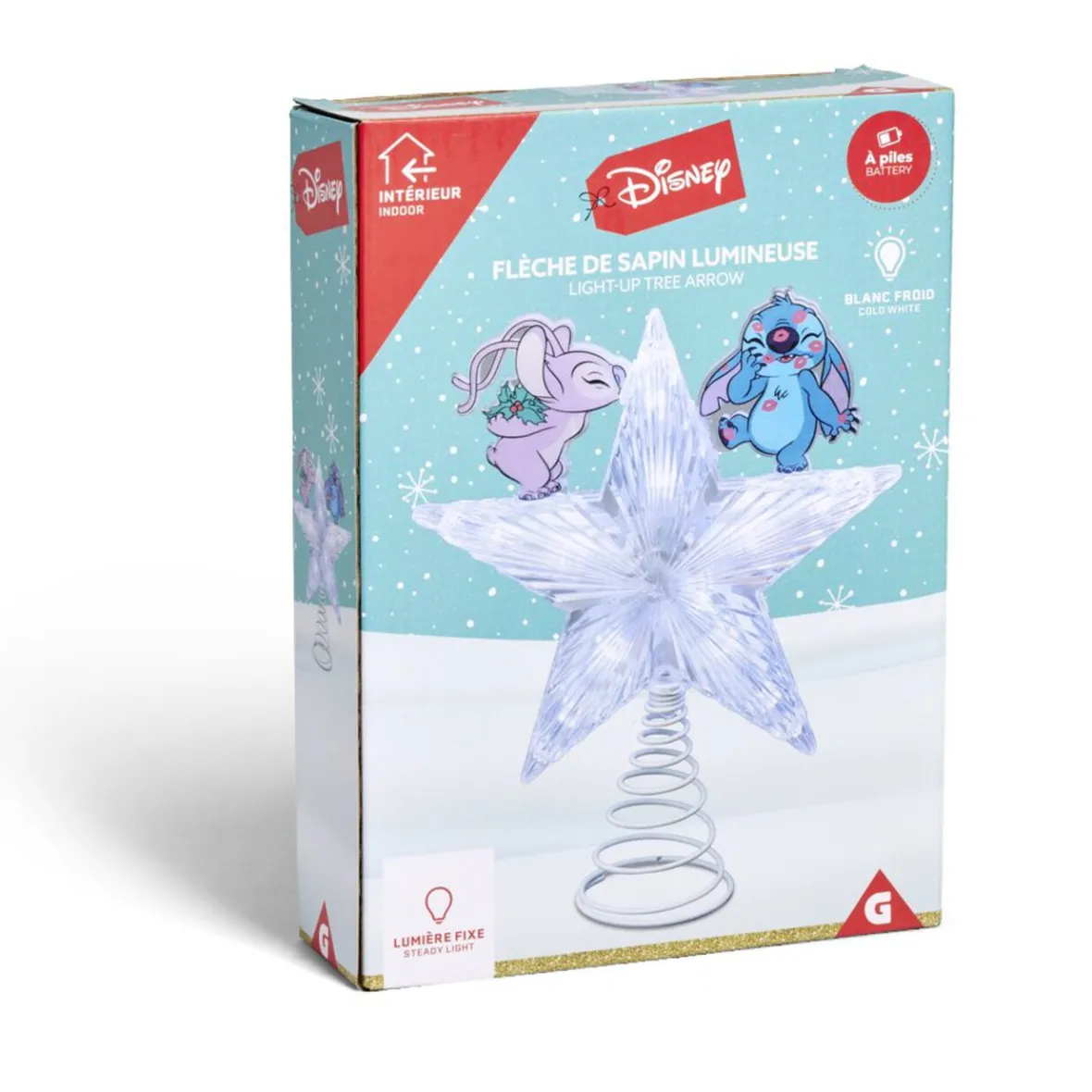 Cimier lumineux Disney Stitch étoile de sapin H24cm-Gifi New