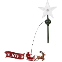 Cimier tête de sapin animé traineau Père-Noël rotatif avec étoile lumineuse-Gifi