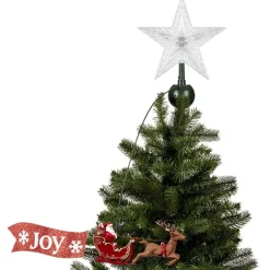 Cimier tête de sapin animé traineau Père-Noël rotatif avec étoile lumineuse-Gifi