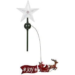 Cimier tête de sapin animé traineau Père-Noël rotatif avec étoile lumineuse-Gifi