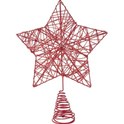Cimier tête de sapin Noël forme étoile métal rouge avec corde torsadée-Gifi Clearance