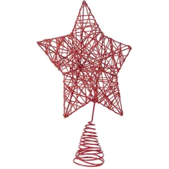 Cimier tête de sapin Noël forme étoile métal rouge avec corde torsadée-Gifi Clearance