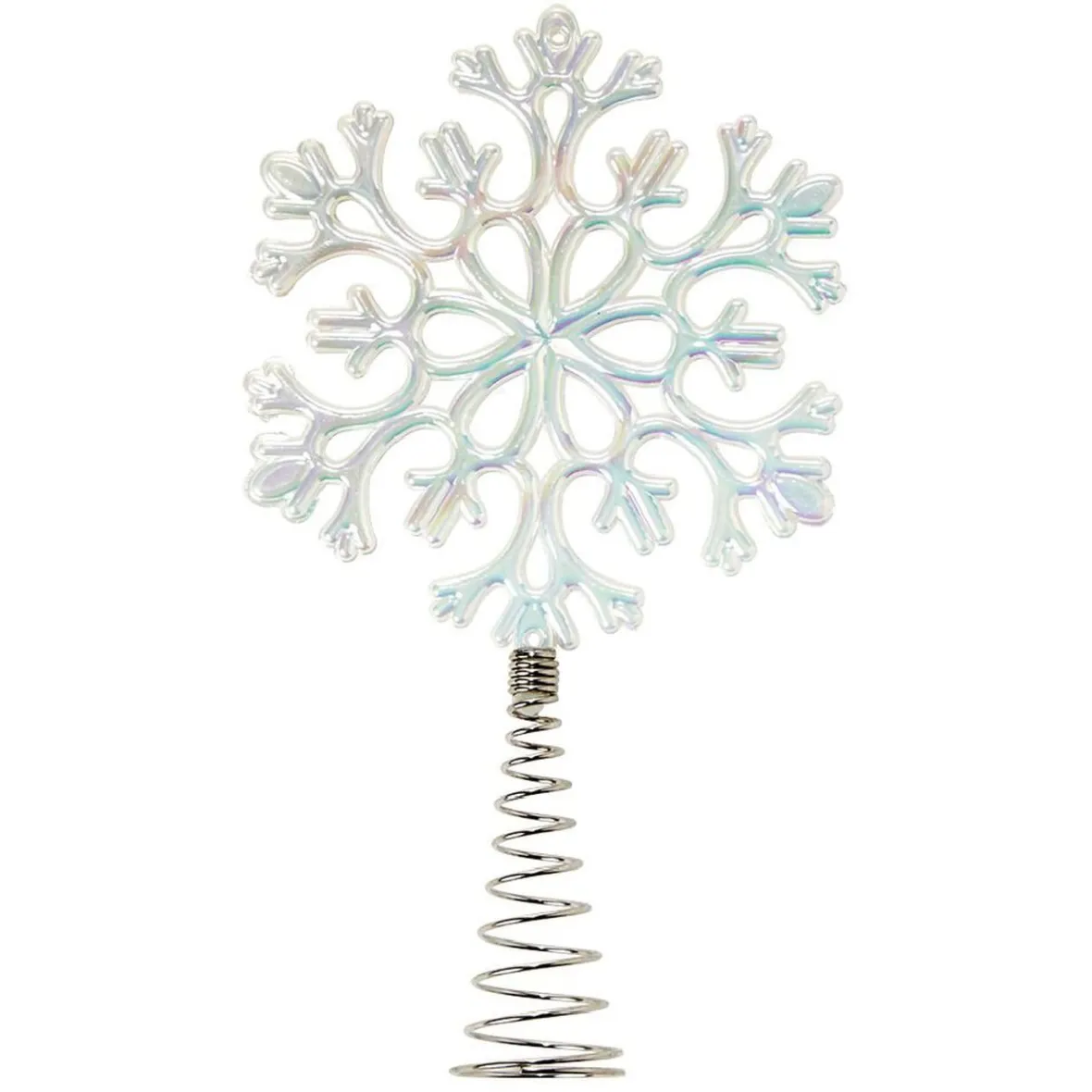 Cimier tête de sapin Noël flocon de neige blanc iridescent H18,5cm-Gifi Clearance