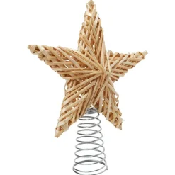 Cimier tête de sapin Noël forme étoile en paille 20xH25cm-Gifi Sale