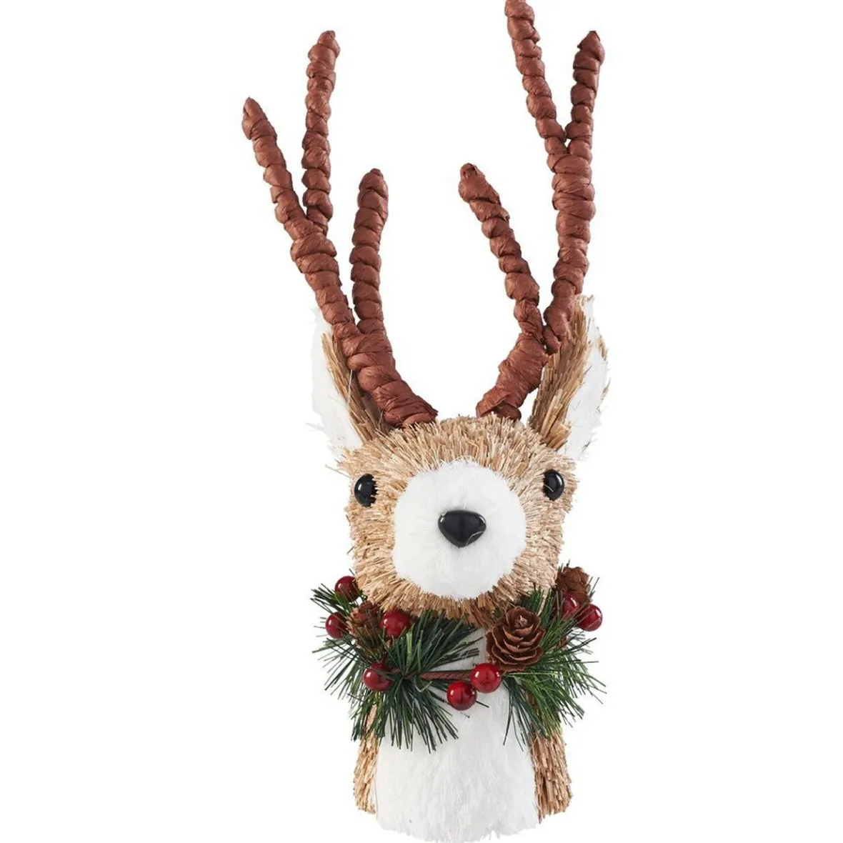 Cimier tête de sapin Noël renne naturel-Gifi Online