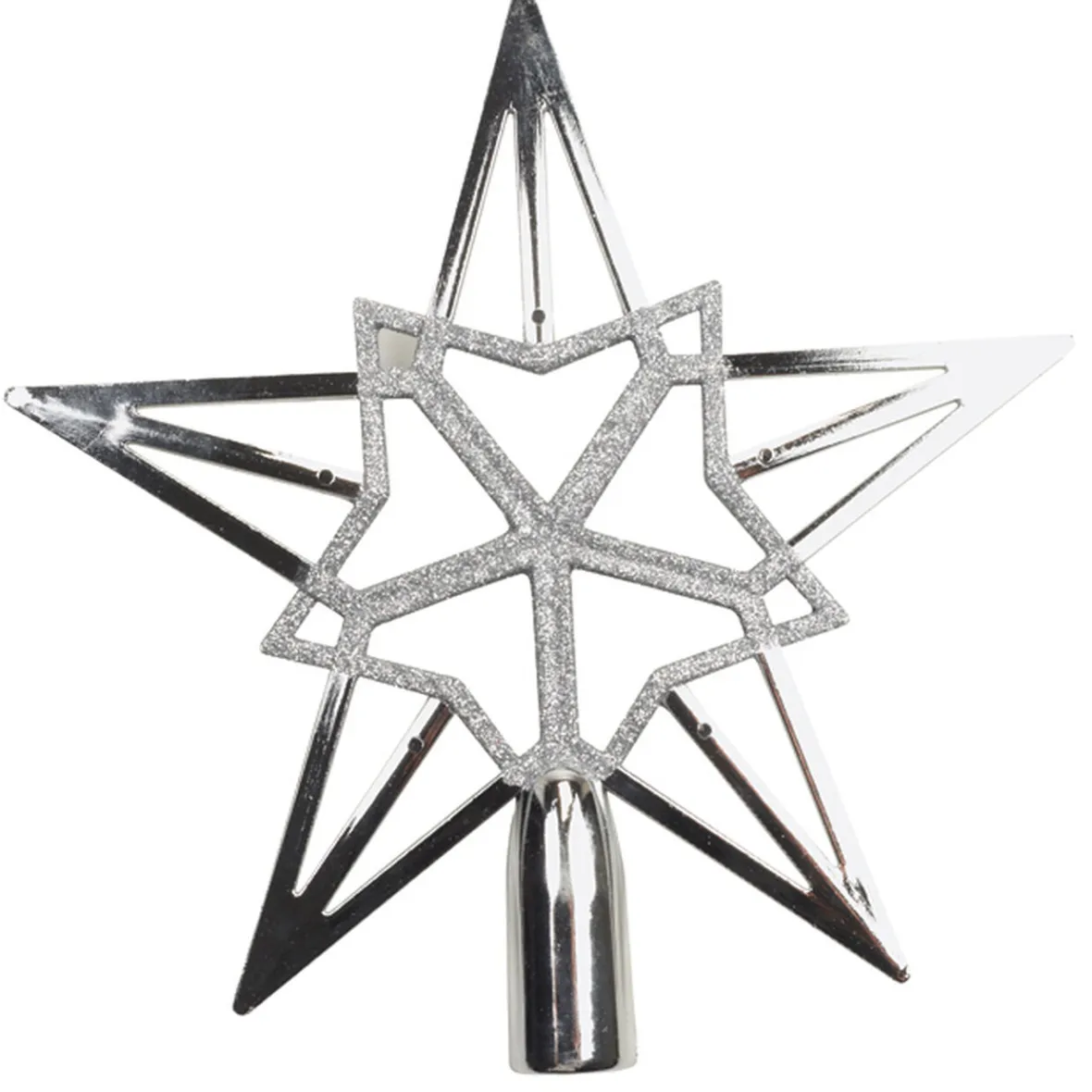 Cimier tête de sapin Noël étoile argentée ou blanche-Gifi New