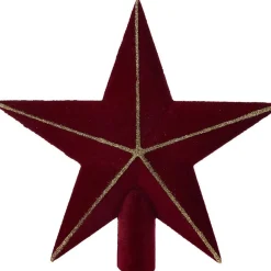 Cimier tête de sapin Noël étoile velours rouge et doré H19,5cm-Gifi Sale