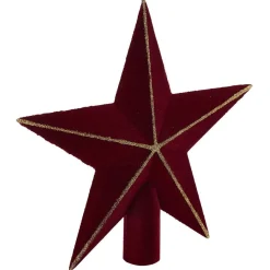 Cimier tête de sapin Noël étoile velours rouge et doré H19,5cm-Gifi Sale