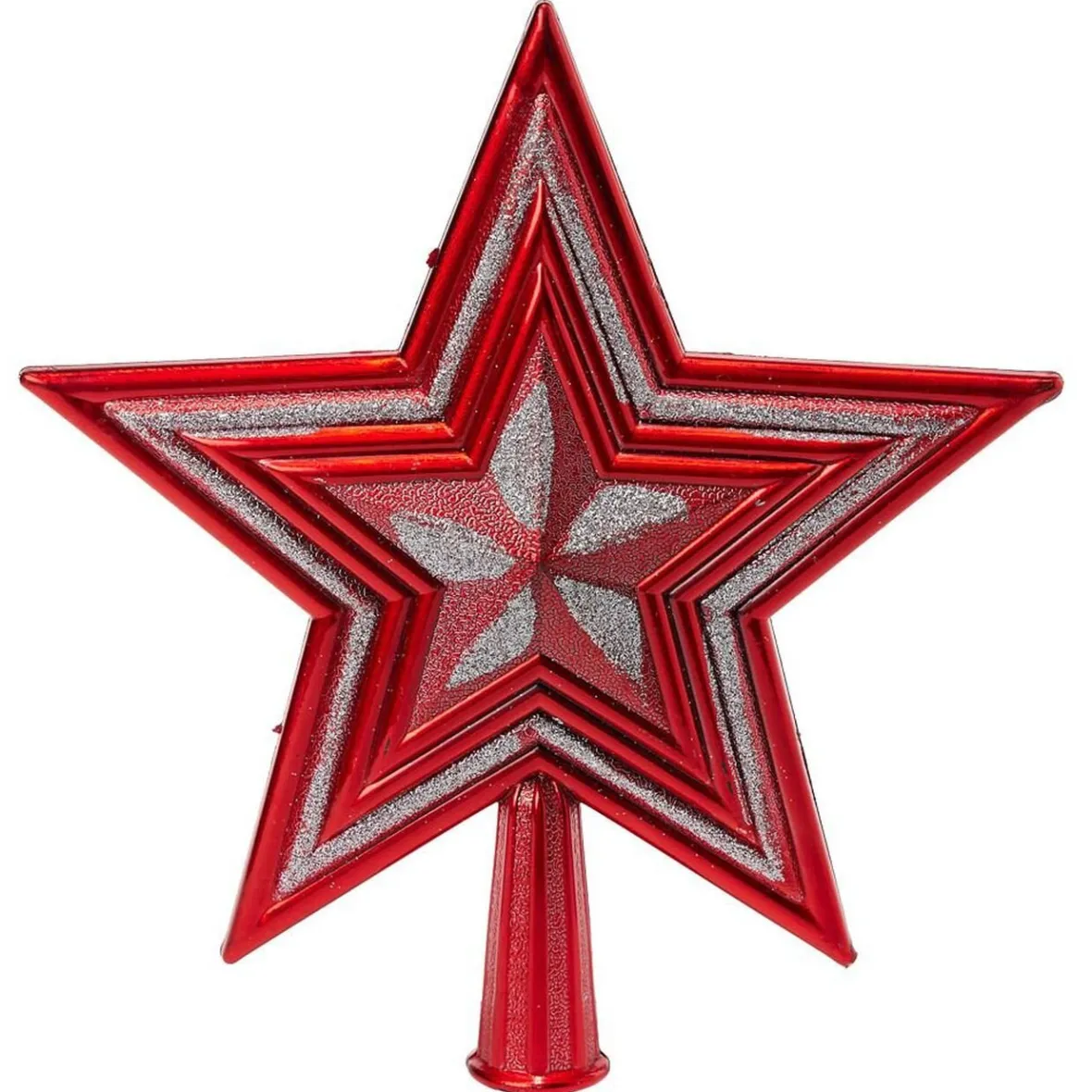 Cimier tête de sapin étoile rouge et argenté H18cm-Gifi Sale