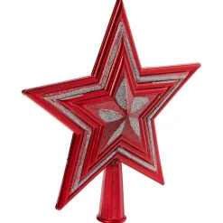 Cimier tête de sapin étoile rouge et argenté H18cm-Gifi Sale