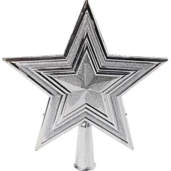 Cimier tête de sapin étoile argenté H18cm-Gifi Clearance