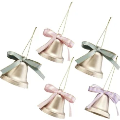 Cloche à suspendre dorée avec ruban coloré Ø6 cm x5-Gifi