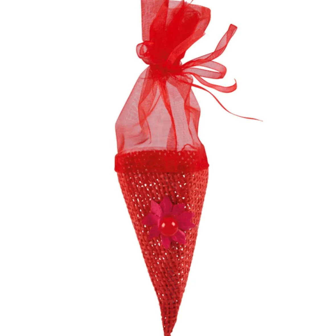 Cône à dragées organza rouge x4-Gifi Outlet