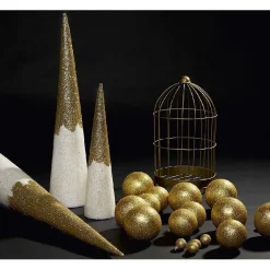 Cône blanc et doré Noël-Gifi Outlet