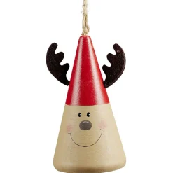 Cône en bois personnage de Noël à suspendre Ø5,5xH10cm-Gifi Discount