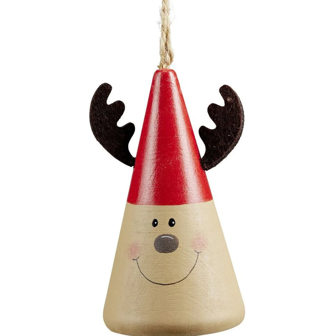 Cône en bois personnage de Noël à suspendre Ø5,5xH10cm-Gifi Discount