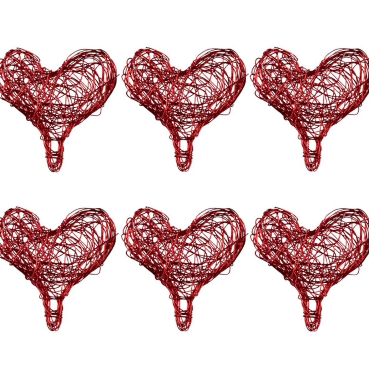 Coeur métal rouge bordeaux x6-Gifi