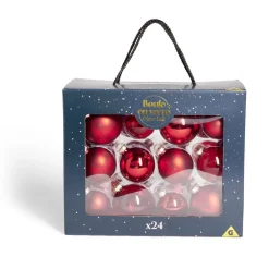 Coffret de 24 boules de Noël - 3 coloris-Gifi Discount