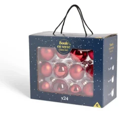 Coffret de 24 boules de Noël - 3 coloris-Gifi Discount