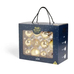 Coffret de 24 boules de Noël - 3 coloris-Gifi Discount
