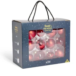 Coffret de 24 boules de Noël - 3 coloris-Gifi Discount
