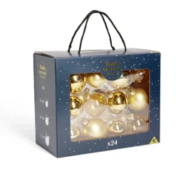 Coffret de 24 boules de Noël - 3 coloris-Gifi Discount