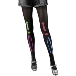 Collant squelette adulte Taille unique noir et multicolore pailleté-Gifi Outlet