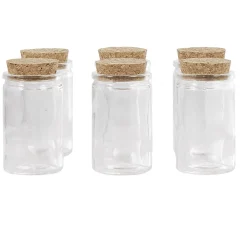 Contenant cylindrique en verre avec bouchon en liège x6-Gifi New