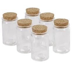 Contenant cylindrique en verre avec bouchon en liège x6-Gifi New
