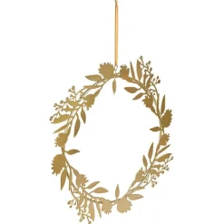 Couronne à suspendre feuillage doré en métal Ø30cm-Gifi Discount