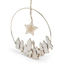Couronne à suspendre village de Noël doré-Gifi Sale
