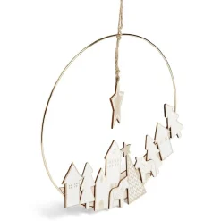 Couronne à suspendre village de Noël doré-Gifi Sale