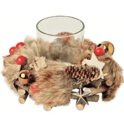 Couronne décorative de Noël avec bougie-Gifi Clearance