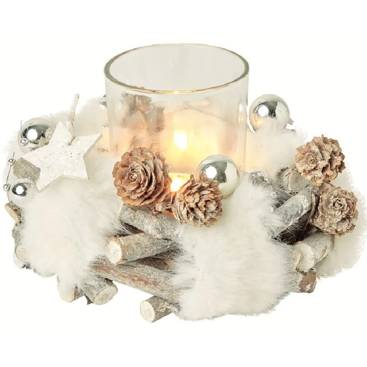 Couronne décorative de Noël avec bougie-Gifi Clearance