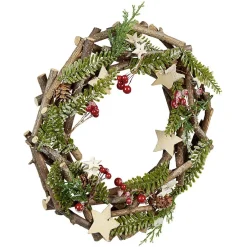 Couronne de Noël à suspendre en bois-Gifi Discount