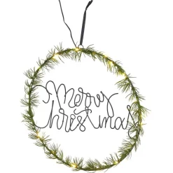 Couronne de Noël lumineuse effet branche de sapin Merry Christmas 20LED blanc chaud Ø36cm-Gifi Sale