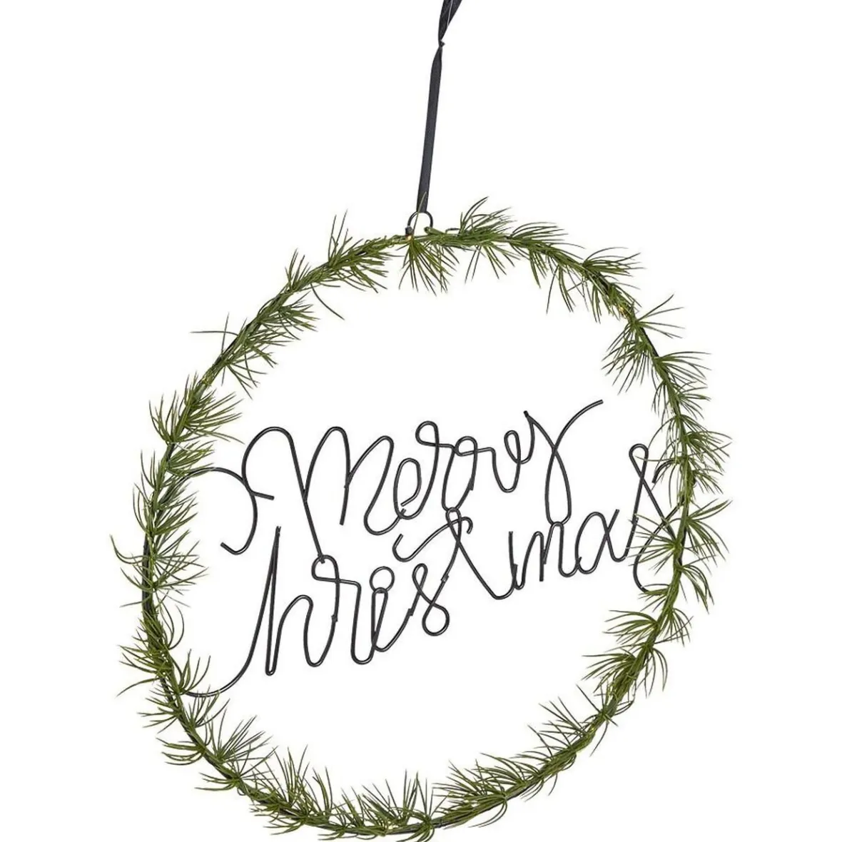 Couronne de Noël lumineuse effet branche de sapin Merry Christmas 20LED blanc chaud Ø36cm-Gifi Sale