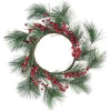 Couronne de Noël ronde branche sapin vert et baies rouges-Gifi Best