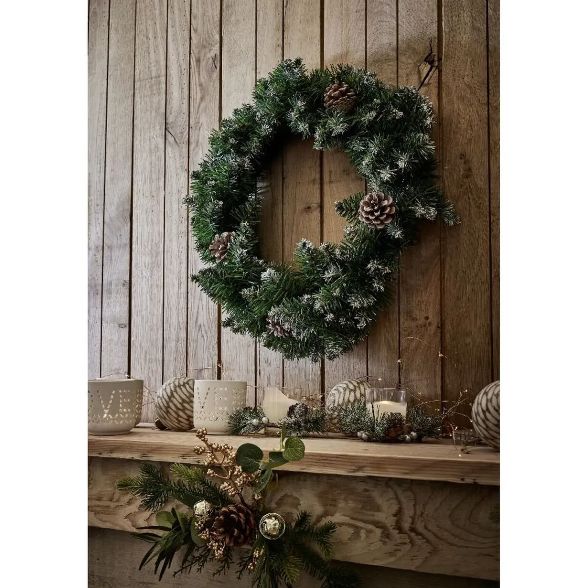 Couronne de Noël sapin artificiel et pomme de pin vert Ø45cm-Gifi Online