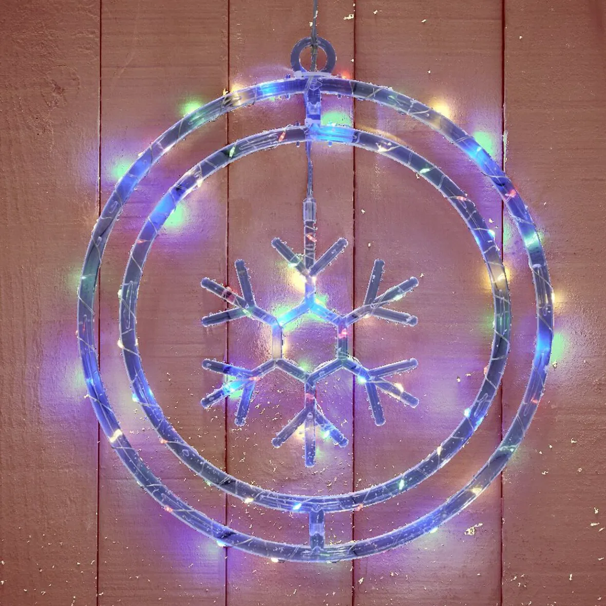 Couronne lumineuse flocon de neige 72LED multicolore Ø32cm-Gifi Clearance