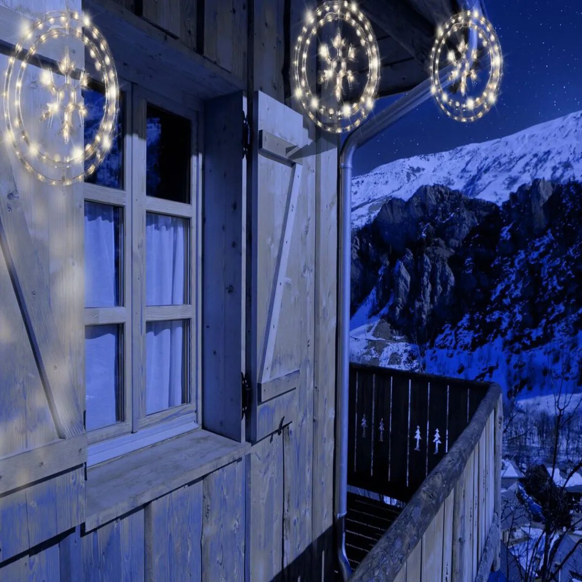 Couronne lumineuse flocon de neige 72LED blanc chaud Ø32cm-Gifi Outlet